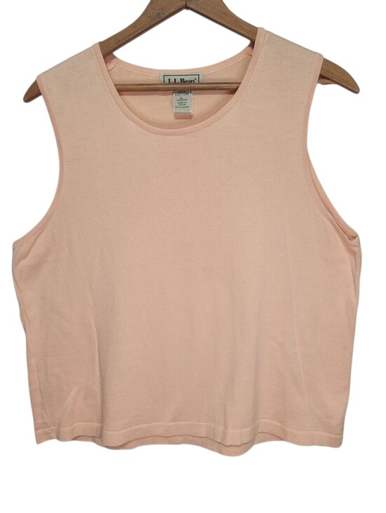 L.L. Bean Tops - LL Bean Vintage Sleeveless Cotton Knit Tank Top Peach Size L Gorpcore Lite Soft